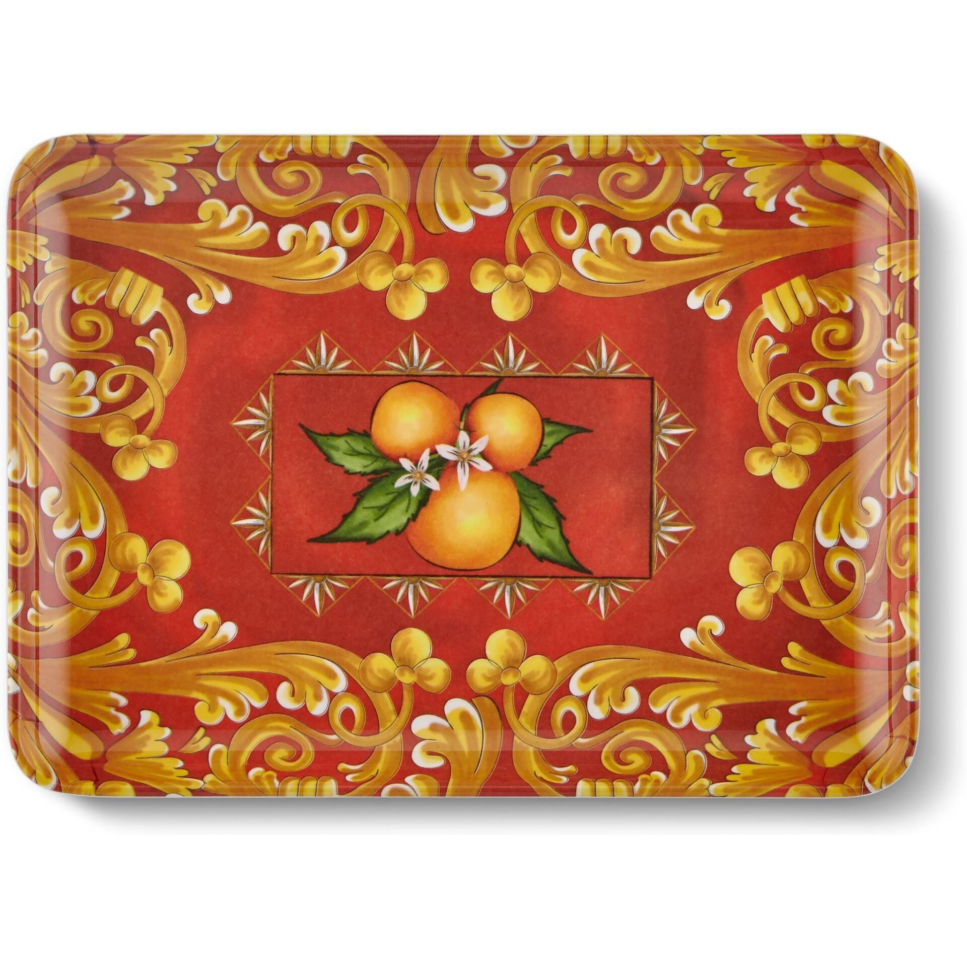 Capri Kırmızı Portakallı Servis Tabağı 17,5*24 Cm