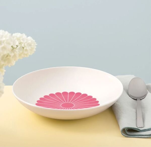 Fleur Cassis Pembe Porselen Çukur Tabak 24 cm