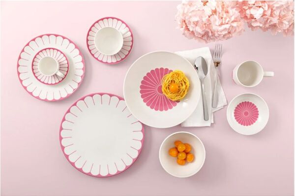 Fleur Cassis Pembe Porselen Çukur Tabak 24 cm