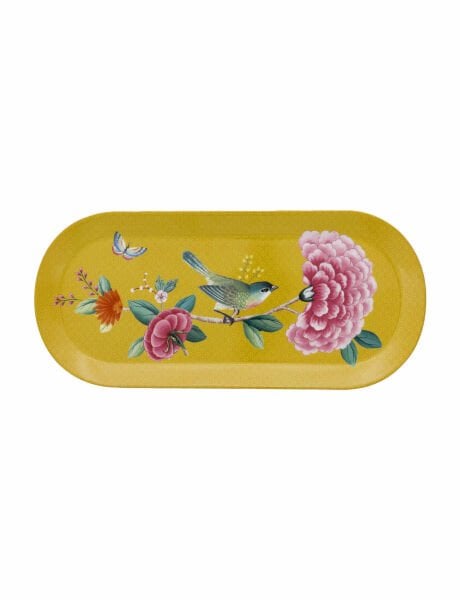 Blushing Birds Oval Kek Servis Tabağı, Sarı