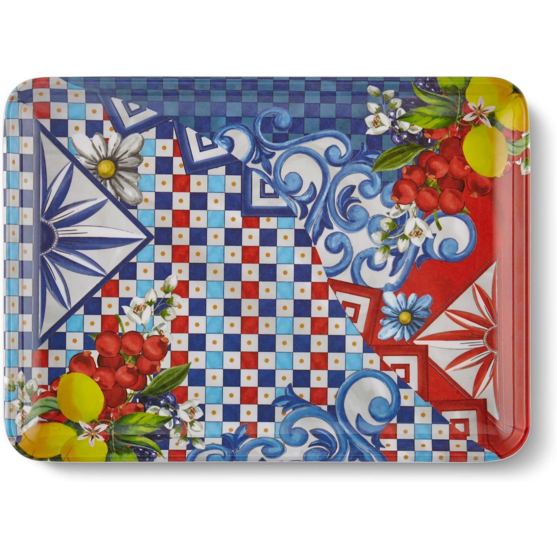 Capri Kırmızı Mavi Servis Tabağı 17,5*24 Cm