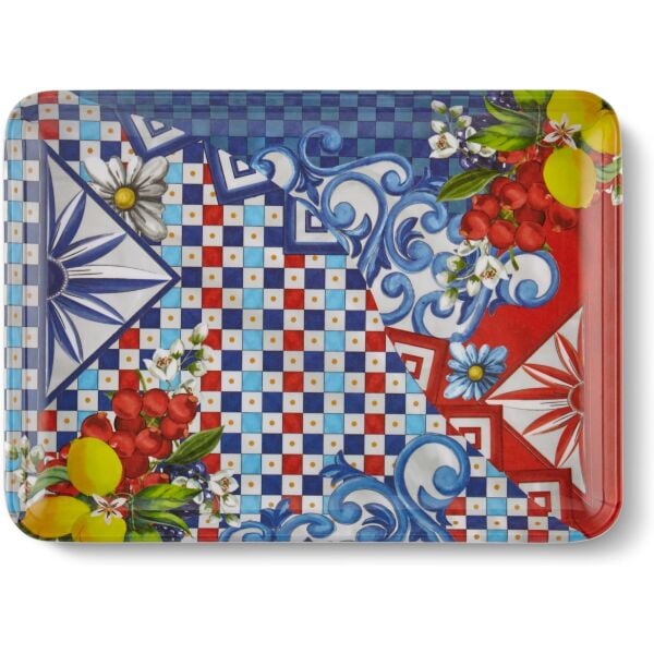 Capri Kırmızı Mavi Servis Tabağı 17,5*24 Cm