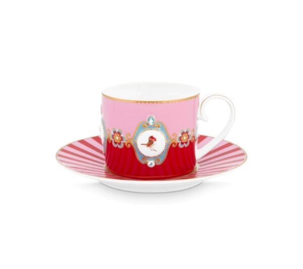 Love Birds Kırmızı/Pembe İkili Çay Fincanı Seti 200 ml