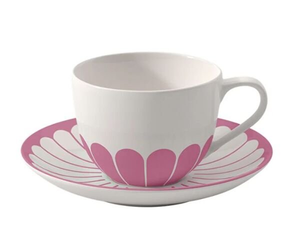 Fleur Cassis Pembe Porselen Kahve ve Çay Fincanı