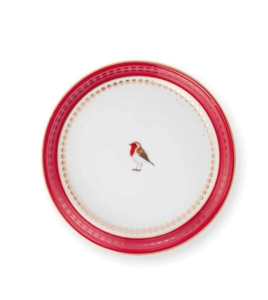 Love Birds Kırmızı Çay Tabağı 9 cm