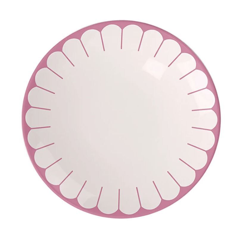 Fleur Cassis Pembe Porselen Pasta Tabağı 21 cm