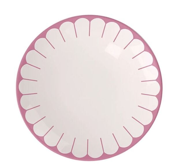 Fleur Cassis Pembe Porselen Pasta Tabağı 21 cm