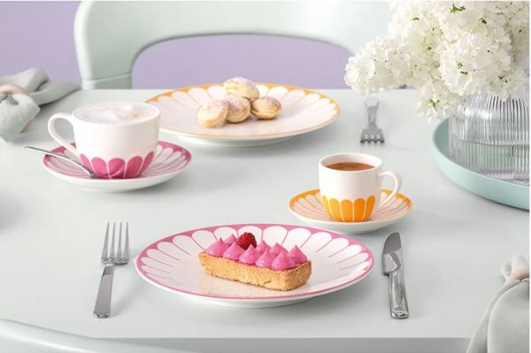 Fleur Cassis Pembe Porselen Pasta Tabağı 21 cm