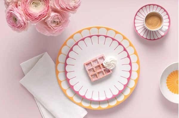 Fleur Cassis Pembe Porselen Pasta Tabağı 21 cm