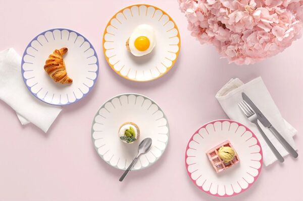 Fleur Cassis Pembe Porselen Pasta Tabağı 21 cm