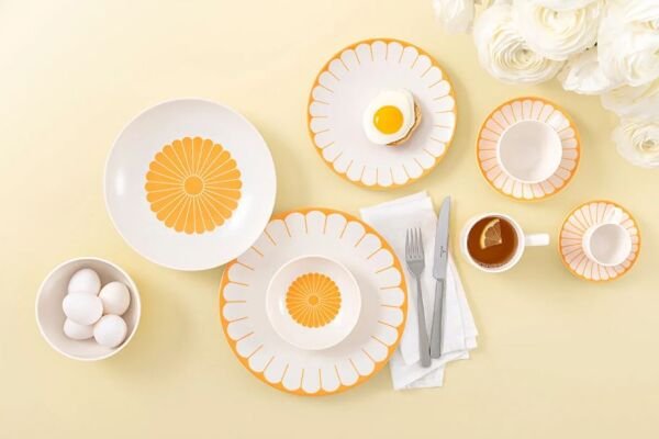 Fleur Soleil Turuncu Porselen Çukur Tabak 24 cm