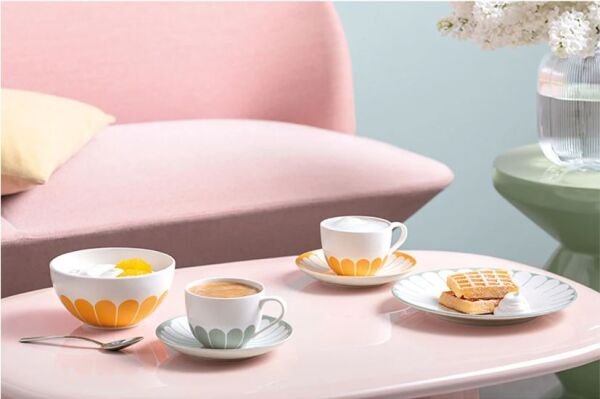 Fleur Soleil Turuncu Porselen Kahve ve Çay Fincanı