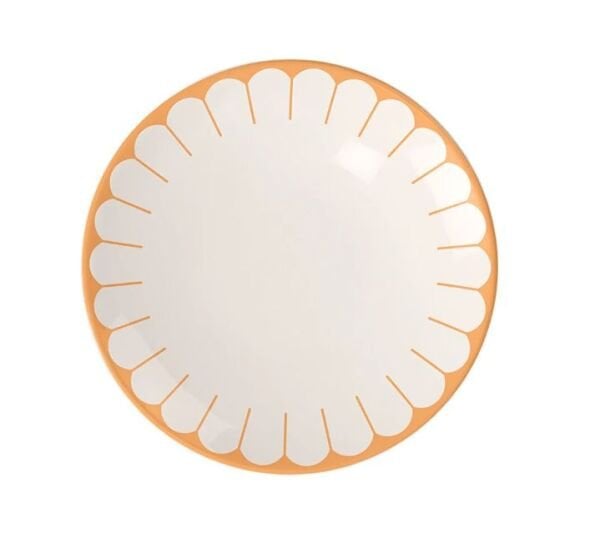 Fleur Soleil Turuncu Porselen Pasta Tabağı 21 cm