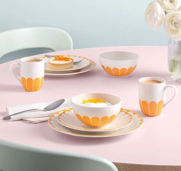 Fleur Soleil Turuncu Porselen Pasta Tabağı 21 cm