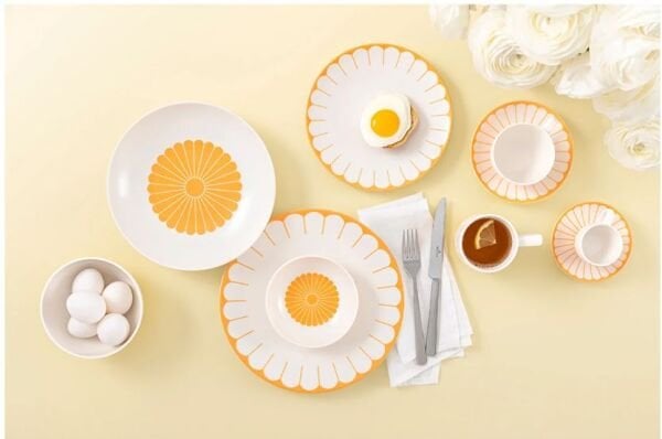 Fleur Soleil Turuncu Porselen Pasta Tabağı 21 cm