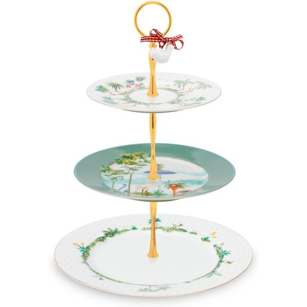 Jolie 3'lü Beyaz Mavi Kek Standı