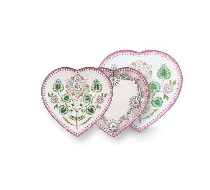 Lily & Lotus İkili Lila Kalpli Tabak Seti 21.5 cm
