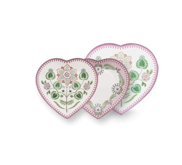 Lily & Lotus İkili Lila Kalpli Tabak Seti 21.5 cm
