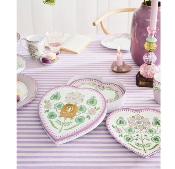 Lily & Lotus İkili Lila Kalpli Tabak Seti 21.5 cm