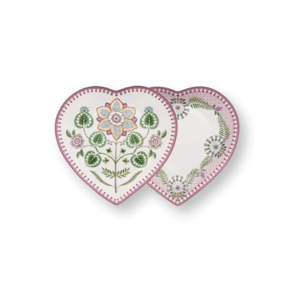 Lily & Lotus İkili Lila Kalpli Tabak Seti 21.5 cm