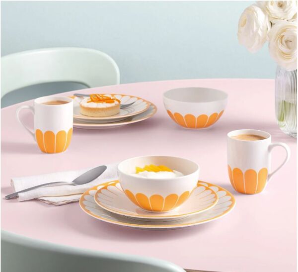 Fleur Soleil Turuncu Porselen Yemek Tabağı 27 cm