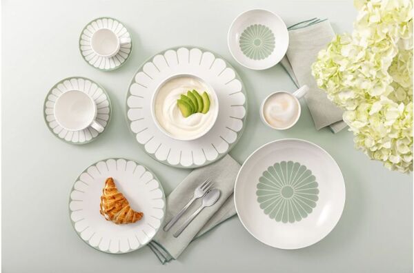 Fleur Vert Yeşil Porselen Kahve ve Çay Fincan Tabağı